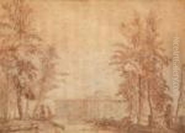 Vue De Palais Au Fond D'un Parc. - view 1