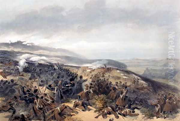 Second Charge of the Guards when they retook the Two Gun Battery at the Battle of Inkerman, engraved by Edmond Morin 1824-82 from The Seat of War in the East - First Series, published by Colnaghi and Co., 1855 - view 1