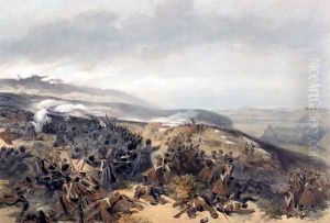 Second Charge of the Guards when they retook the Two Gun Battery at the Battle of Inkerman, engraved by Edmond Morin 1824-82 from The Seat of War in the East - First Series, published by Colnaghi and Co., 1855
