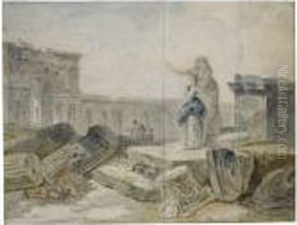 Peasants Among Roman Ruins - view 1