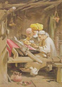 Cashmere Shawls- Weaving, 1863 by William Simpson