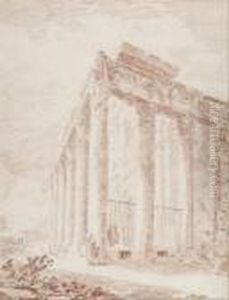 Le Peristyle Du Temple D'antonin Et Faustine, Rome by Hubert Robert