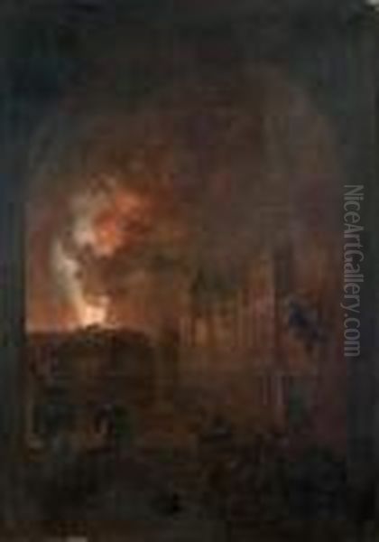 L'incendie De L'opera Vue D'une Croisee De L'academie De Peinture, Place Du Louvre "1 - view 1