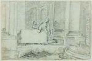 Deux Personnages Assis Dans Des Ruines