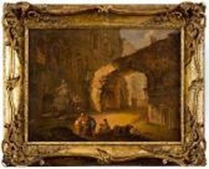 Scorcio Archeologico Con Figure by Hubert Robert