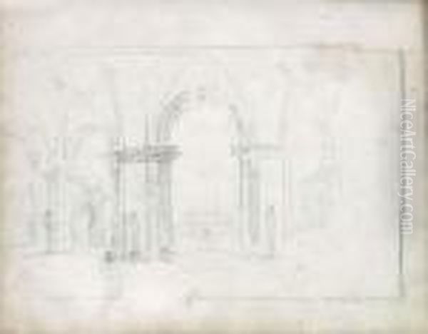 Esquisse De La Colonnade De La Villa Albani - view 1