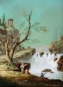 Jeunes Pecheurs A La Cascade by Hubert Robert