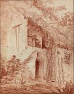 The Courtyard Of A Farmhouse by Hubert Robert