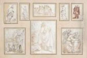 Montage Avec Huit Dessins Dont Sept De Hubert Robert by Hubert Robert