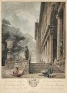 Paire De Gravures En Couleur by Hubert Robert