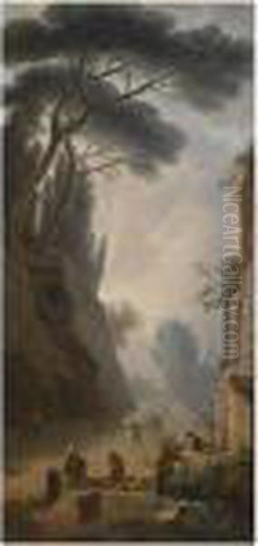 A Capriccio View Of Rome With Figures Loaded With Amphorae - view 1