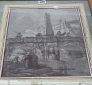 Figures By A Bridge In A Rocky Landscape Figures By A Bridge In A Rocky Landscape
