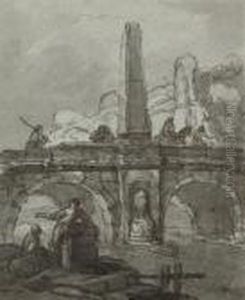 Figures By A Bridge In A Rocky Landscape Figures By A Bridge In A Rocky Landscape