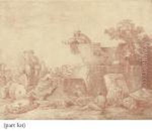 A Mendicant Friar Preaching To Country People From An Antique Basin