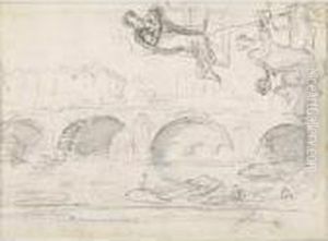 Recto: Feuille D'etudes Avec Le Pont Notre-dame, Et Diverses Figures