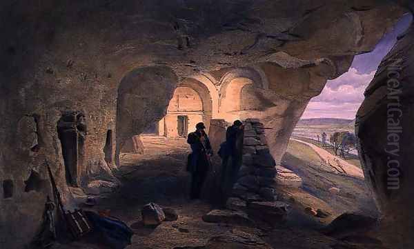 Excavated Church in the Caverns of Inkerman, plate from The Seat of War in the East, pub. by Paul and Dominic Colnaghi and Co., 1856 - view 1
