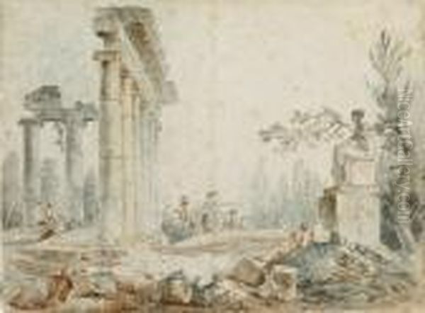Figures Among Classical Ruins - view 1
