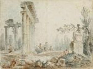 Figures Among Classical Ruins by Hubert Robert