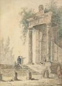 La Fontaine De Pierre by Hubert Robert