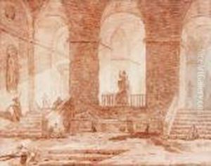 Interieur De Palais Anime Avec Fontaine Aux Lions
 Sanguine by Hubert Robert