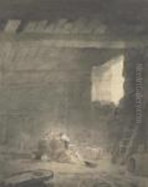Figures In A Barn - view 1