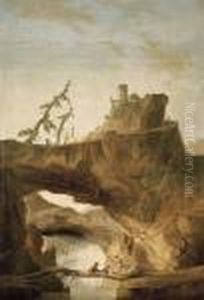Personnages Traversant Un Ravin Sur Un Tronc D'arbre Mort