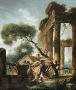 Bergers Et Enfants Dans Des Ruines by Hubert Robert