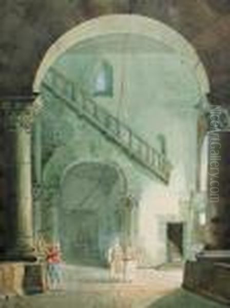 Interieur D'eglise - Le Sonneur Et Deux Religieux - view 1