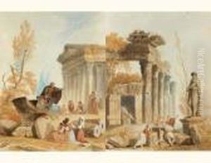 Ruines Antiques Animees De Personnages by Hubert Robert