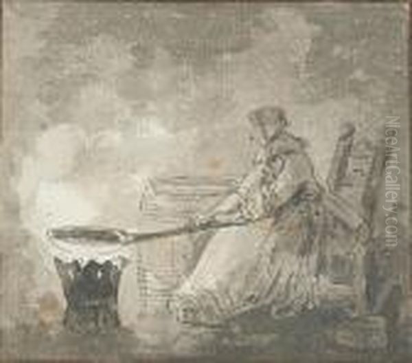 Woman Cooking Over A Fire - view 1