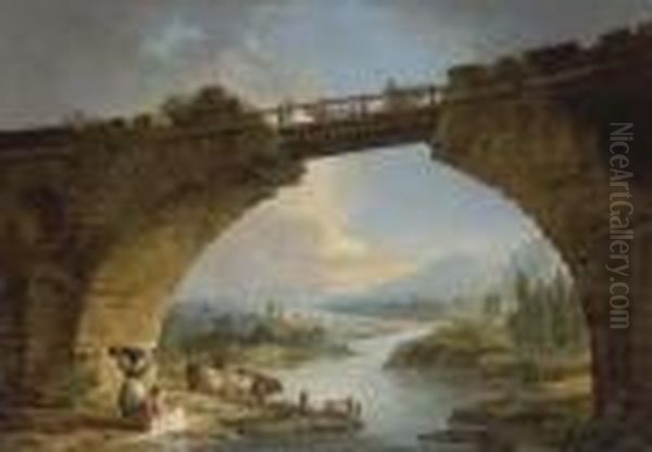 Lavandieres Sous Un Pont - view 1