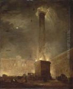 La Colonne De Marc Aurele Et La Place Colonna A Rome Illuminees