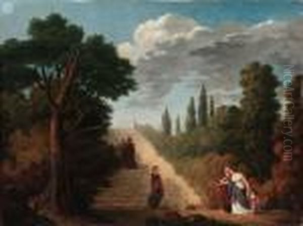 Paesaggio Con Capriccio Architettonico E Figure - view 1