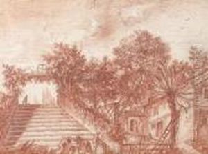 Urs De Boules Au Pied D'un Grand Escalier by Hubert Robert