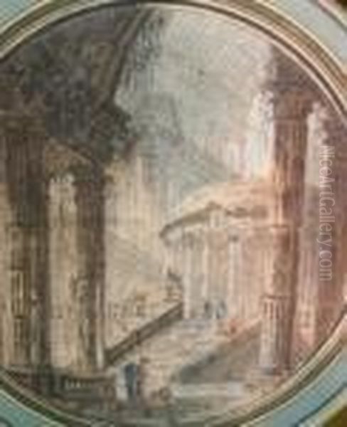 Figures Beneath Classical Ruins: Two - view 1