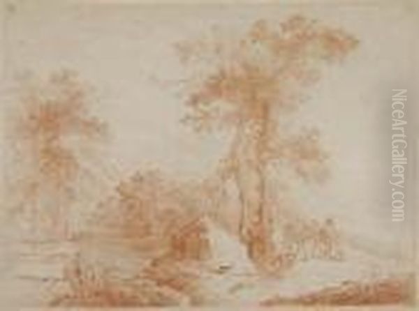 Landscape With Travelers On A Road - view 1