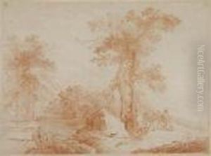 Landscape With Travelers On A Road by Hubert Robert