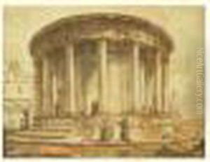 Vue D'un Temple De Bramante A San Pietro In Montorio by Hubert Robert