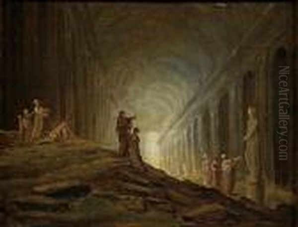 Personnages Dans Une Vue Fantaisiste De La Colonnade Du Louvre En Ruines - view 1