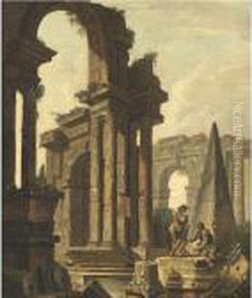 Figures Among Roman Ruins - view 1