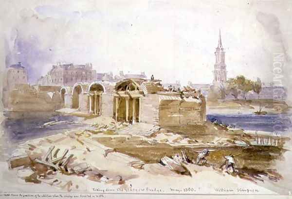 Taking Down Old Glasgow Bridge, 1850 - view 1