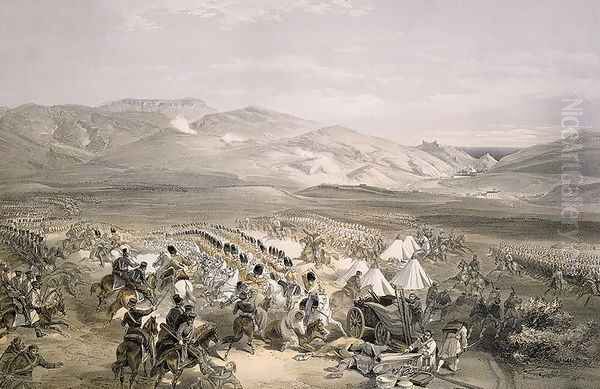 Charge of the Heavy Cavalry Brigade at the Battle of Balaclava on 25th October 1854, engraved by E. Walker, pub. 1855 by William Simpson