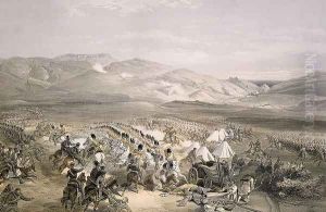 Charge of the Heavy Cavalry Brigade at the Battle of Balaclava on 25th October 1854, engraved by E. Walker, pub. 1855 by William Simpson