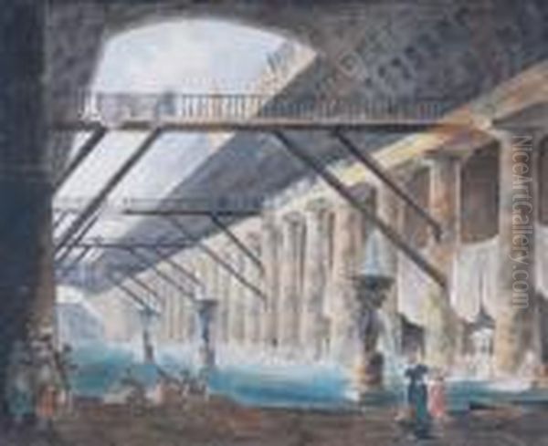 Laundresses At The Roman Baths - view 1