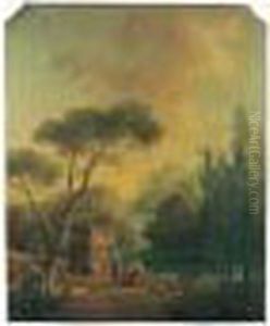 Paysage De Cascade Avec Les Bergers ... by Hubert Robert