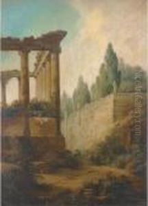 A Capriccio Of The Roman Forum And The Farnese Gardens
