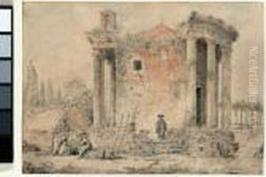 The Temple Of The Sybil At Tivoli by Hubert Robert