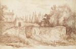 Vue Des Jardins De La Villa Mattei by Hubert Robert