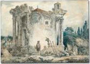The Temple Of The Sibyl At Tivoli by Hubert Robert