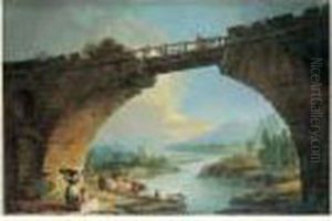 Lavandieres Sous Un Pont Dans Un Paysage Panoramique